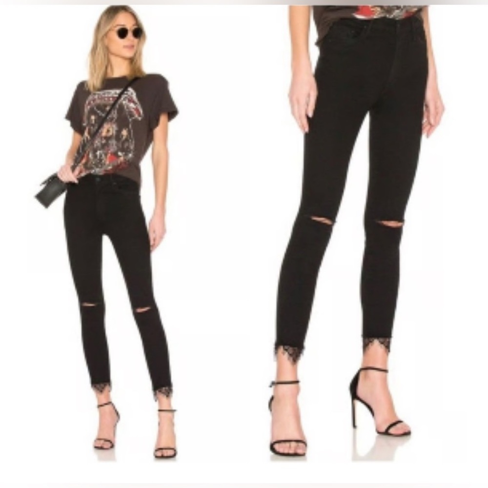 Mother The Swooner Dagger Ankle Fray Jeans in Baa Baa Black Sheep Size 28